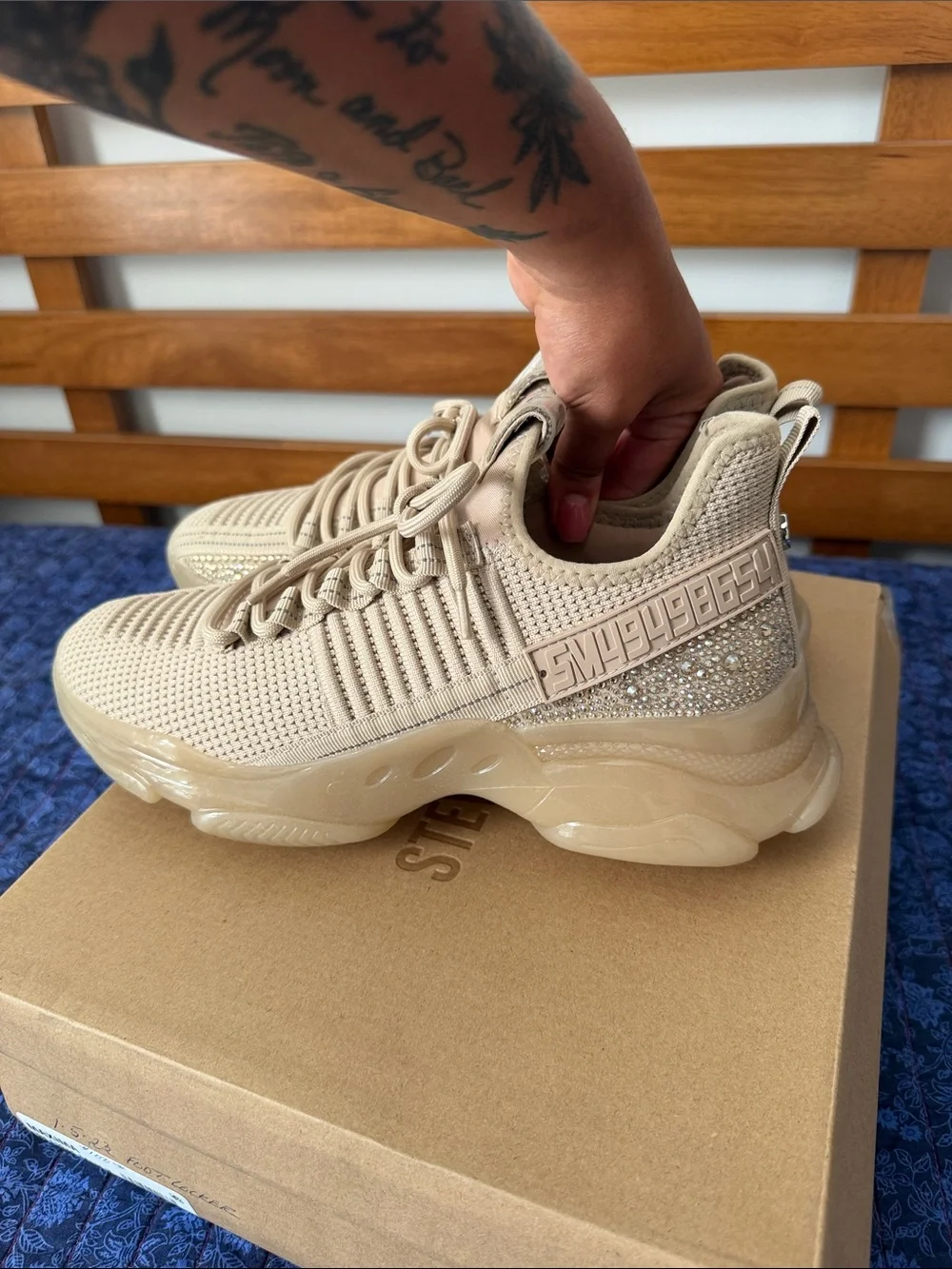 Steve Madden Maxima Blush Rhinestone Gem Sneakers